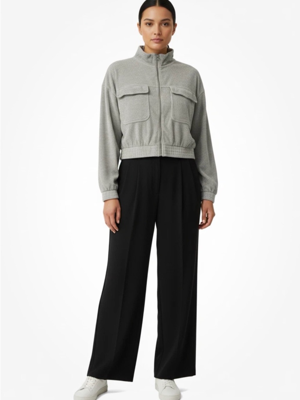 aerie Black High-Rise Wide Leg Pants